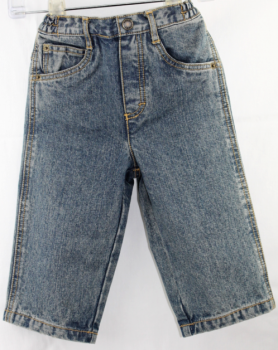 Esprit  Denim Jeans ,-  mit Washed-Effekten und  betont großen Taschen hinten,- lustig bestickt  ( Größe: 80 )